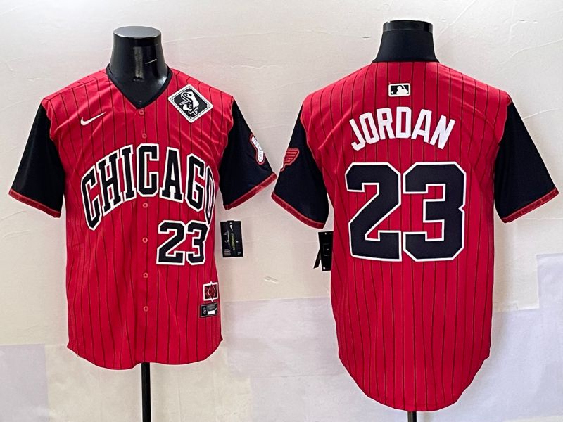 Men Chicago White Sox #23 Jordan Red Stripe Joint Name Nike 2025 MLB Jersey style 37->chicago white sox->MLB Jersey